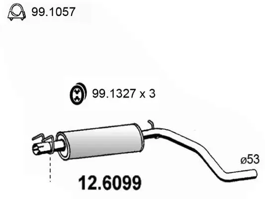 Mittelschalldämpfer ASSO 12.6099 Bild Mittelschalldämpfer ASSO 12.6099