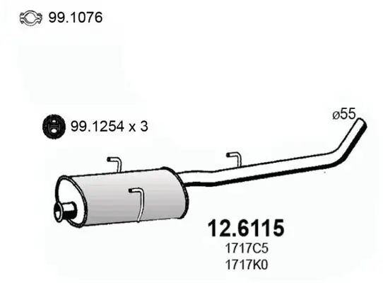 Mittelschalldämpfer ASSO 12.6115 Bild Mittelschalldämpfer ASSO 12.6115