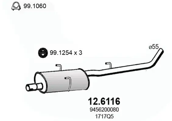 Mittelschalldämpfer ASSO 12.6116