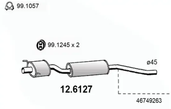 Mittelschalldämpfer ASSO 12.6127 Bild Mittelschalldämpfer ASSO 12.6127