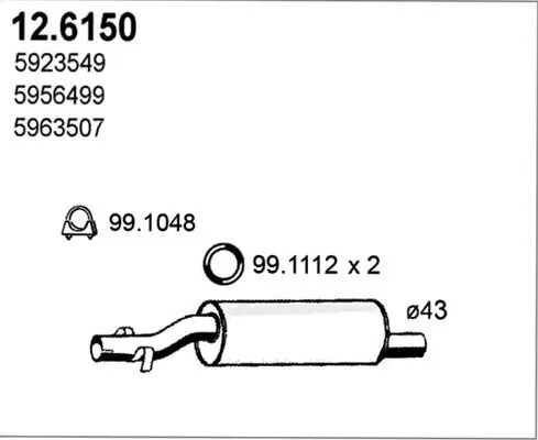 Mittelschalldämpfer ASSO 12.6150 Bild Mittelschalldämpfer ASSO 12.6150