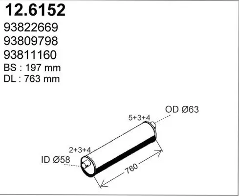 Mittelschalldämpfer ASSO 12.6152 Bild Mittelschalldämpfer ASSO 12.6152
