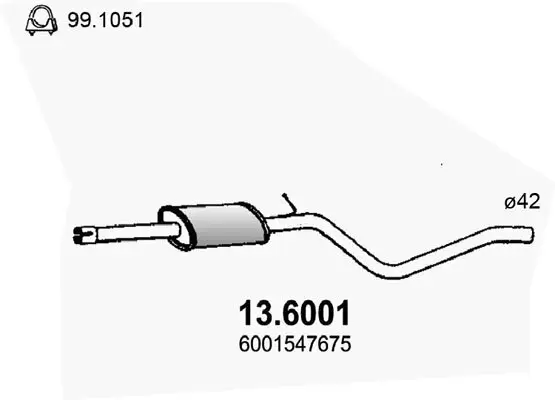 Mittelschalldämpfer ASSO 13.6001