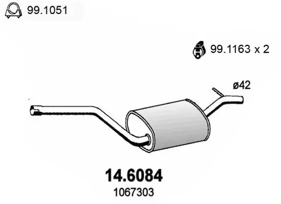 Mittelschalldämpfer ASSO 14.6084 Bild Mittelschalldämpfer ASSO 14.6084