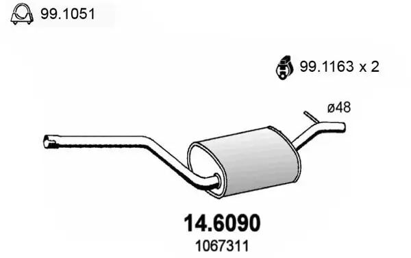 Mittelschalldämpfer ASSO 14.6090