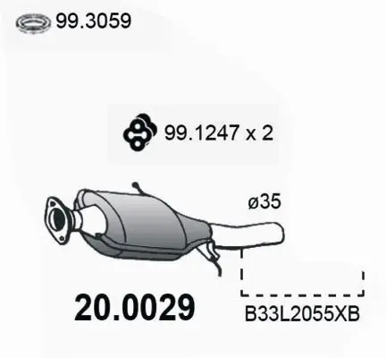 Katalysator vorne ASSO 20.0029