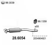 Mittelschalldämpfer ASSO 28.6054