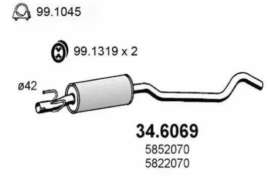 Mittelschalldämpfer ASSO 34.6069 Bild Mittelschalldämpfer ASSO 34.6069