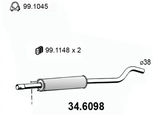 Mittelschalldämpfer ASSO 34.6098 Bild Mittelschalldämpfer ASSO 34.6098