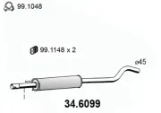 Mittelschalldämpfer ASSO 34.6099