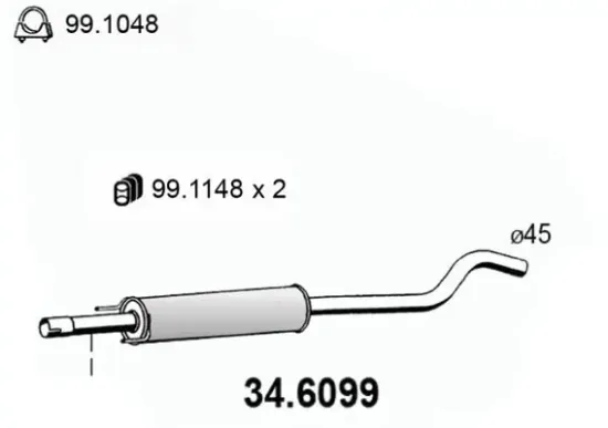 Mittelschalldämpfer ASSO 34.6099 Bild Mittelschalldämpfer ASSO 34.6099