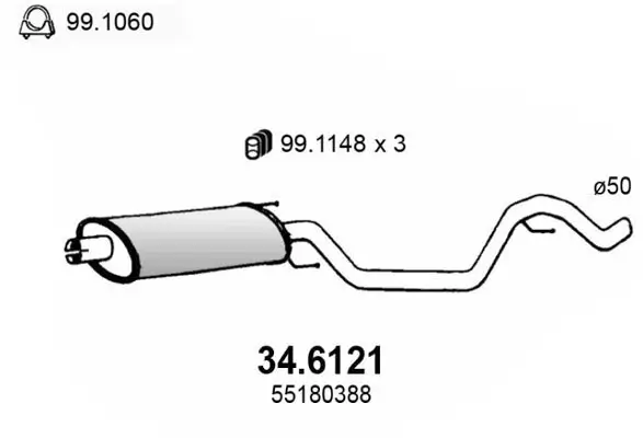 Mittelschalldämpfer ASSO 34.6121