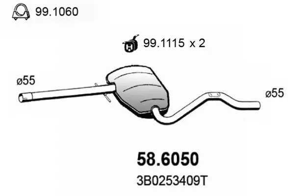 Mittelschalldämpfer ASSO 58.6050