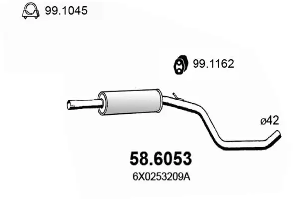 Mittelschalldämpfer ASSO 58.6053