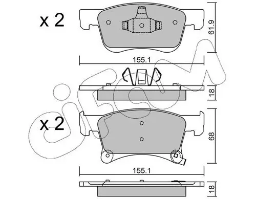 Bremsbelagsatz, Scheibenbremse Vorderachse CIFAM 822-1035-0 Bild Bremsbelagsatz, Scheibenbremse Vorderachse CIFAM 822-1035-0