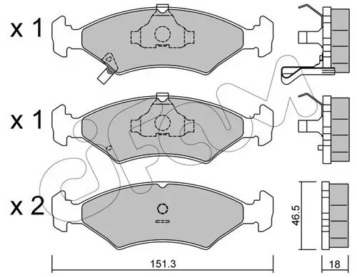 Bremsbelagsatz, Scheibenbremse Vorderachse CIFAM 822-127-0 Bild Bremsbelagsatz, Scheibenbremse Vorderachse CIFAM 822-127-0