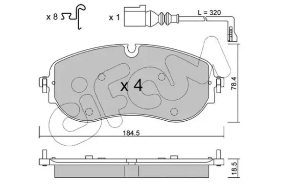 Bremsbelagsatz, Scheibenbremse Vorderachse CIFAM 822-1320-0 Bild Bremsbelagsatz, Scheibenbremse Vorderachse CIFAM 822-1320-0