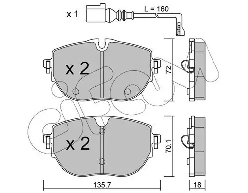 Bremsbelagsatz, Scheibenbremse Vorderachse CIFAM 822-1321-0 Bild Bremsbelagsatz, Scheibenbremse Vorderachse CIFAM 822-1321-0