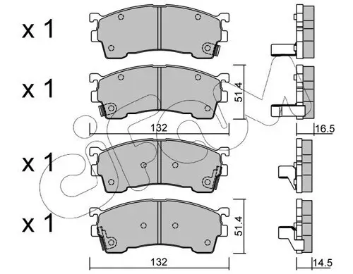 Bremsbelagsatz, Scheibenbremse Vorderachse CIFAM 822-223-0 Bild Bremsbelagsatz, Scheibenbremse Vorderachse CIFAM 822-223-0