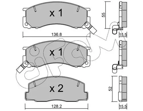 Bremsbelagsatz, Scheibenbremse Vorderachse CIFAM 822-281-0 Bild Bremsbelagsatz, Scheibenbremse Vorderachse CIFAM 822-281-0