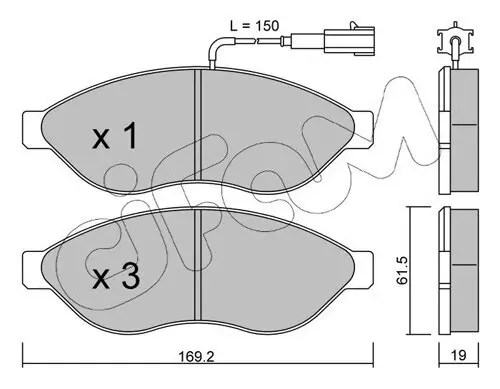 Bremsbelagsatz, Scheibenbremse Vorderachse CIFAM 822-708-0 Bild Bremsbelagsatz, Scheibenbremse Vorderachse CIFAM 822-708-0