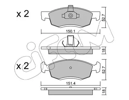 Bremsbelagsatz, Scheibenbremse Vorderachse CIFAM 822-802-0 Bild Bremsbelagsatz, Scheibenbremse Vorderachse CIFAM 822-802-0