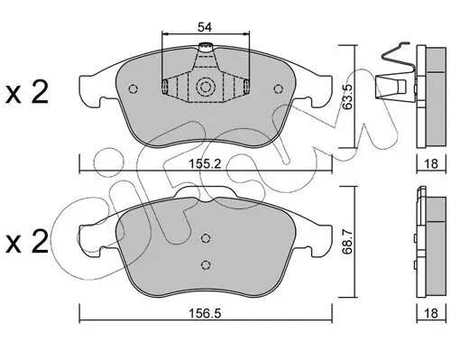 Bremsbelagsatz, Scheibenbremse Vorderachse CIFAM 822-803-0 Bild Bremsbelagsatz, Scheibenbremse Vorderachse CIFAM 822-803-0