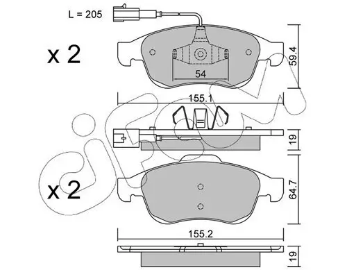 Bremsbelagsatz, Scheibenbremse Vorderachse CIFAM 822-817-1 Bild Bremsbelagsatz, Scheibenbremse Vorderachse CIFAM 822-817-1