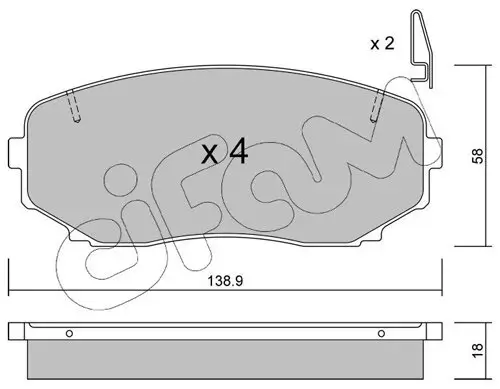 Bremsbelagsatz, Scheibenbremse Vorderachse CIFAM 822-872-0 Bild Bremsbelagsatz, Scheibenbremse Vorderachse CIFAM 822-872-0