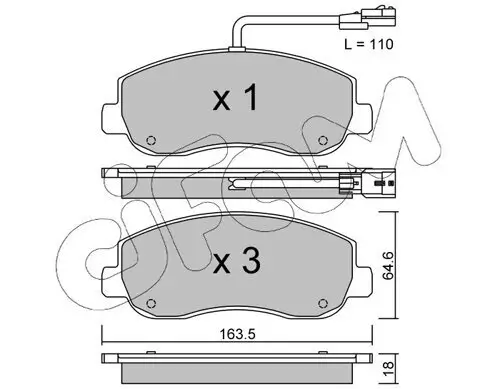 Bremsbelagsatz, Scheibenbremse Vorderachse CIFAM 822-898-0 Bild Bremsbelagsatz, Scheibenbremse Vorderachse CIFAM 822-898-0
