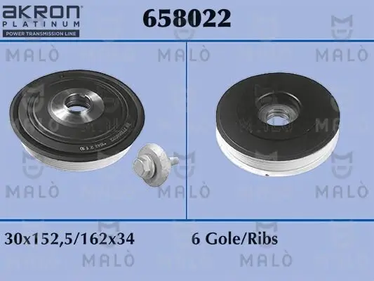 Riemenscheibe, Kurbelwelle AKRON-MALÒ 658022 Bild Riemenscheibe, Kurbelwelle AKRON-MALÒ 658022