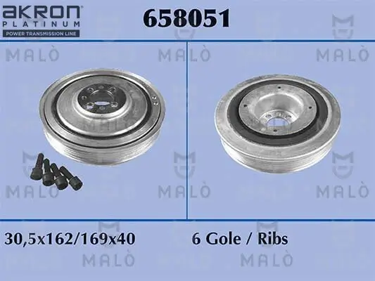 Riemenscheibe, Kurbelwelle AKRON-MALÒ 658051