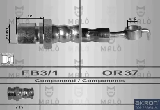 Bremsschlauch Hinterachse rechts AKRON-MALÒ 80016 Bild Bremsschlauch Hinterachse rechts AKRON-MALÒ 80016