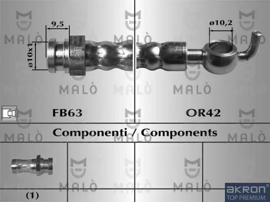 Bremsschlauch beidseitig Vorderachse AKRON-MALÒ 80042 Bild Bremsschlauch beidseitig Vorderachse AKRON-MALÒ 80042