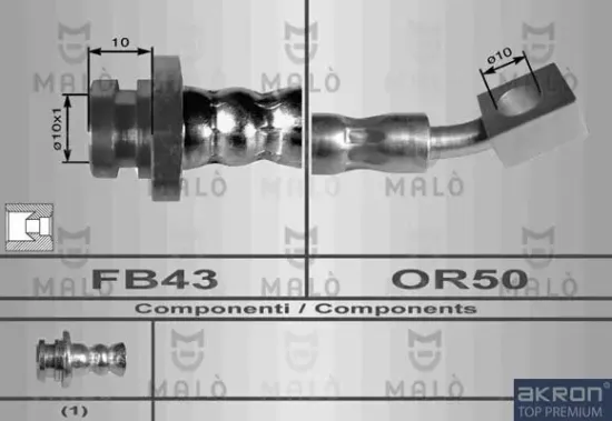 Bremsschlauch beidseitig Vorderachse AKRON-MALÒ 80095 Bild Bremsschlauch beidseitig Vorderachse AKRON-MALÒ 80095