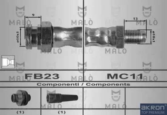 Bremsschlauch beidseitig Vorderachse AKRON-MALÒ 80188 Bild Bremsschlauch beidseitig Vorderachse AKRON-MALÒ 80188