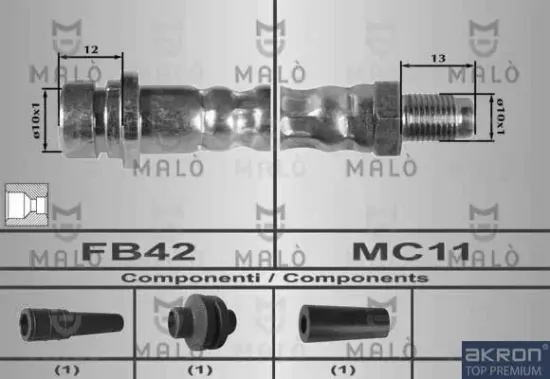 Bremsschlauch beidseitig Hinterachse AKRON-MALÒ 80216 Bild Bremsschlauch beidseitig Hinterachse AKRON-MALÒ 80216