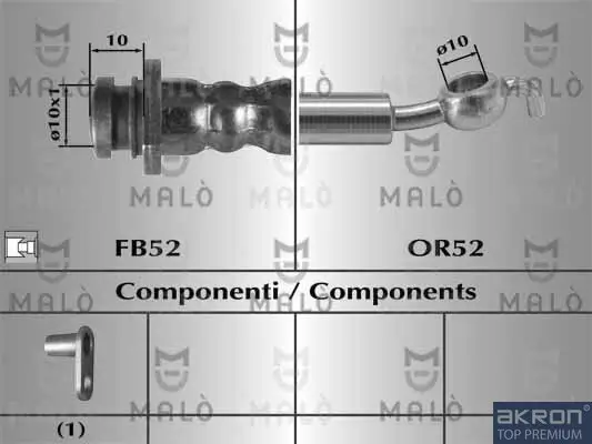 Bremsschlauch beidseitig Vorderachse AKRON-MALÒ 80449