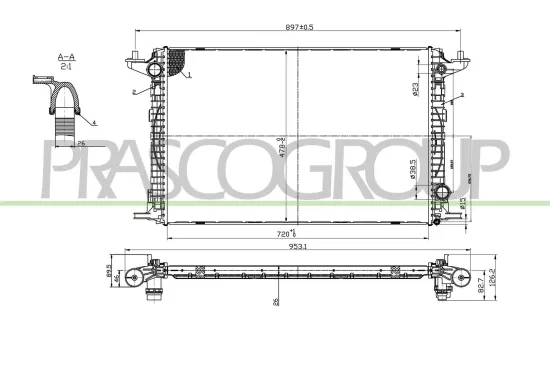 Kühler, Motorkühlung PRASCO AD026R004 Bild Kühler, Motorkühlung PRASCO AD026R004