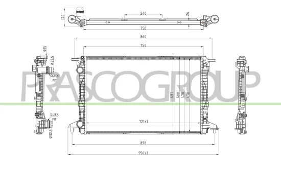 Kühler, Motorkühlung PRASCO AD026R005 Bild Kühler, Motorkühlung PRASCO AD026R005