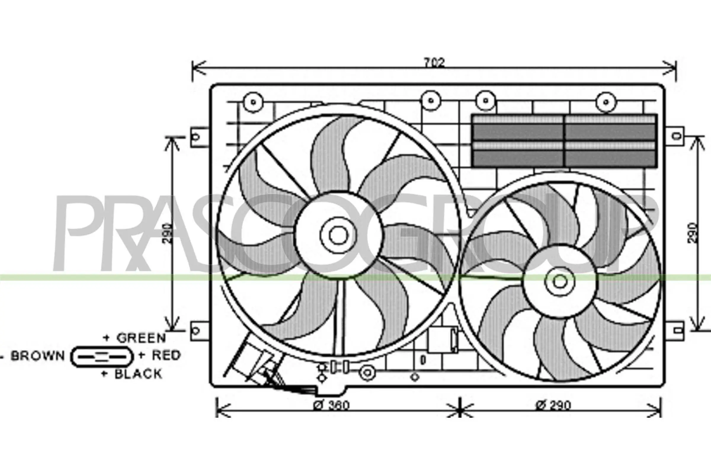 Lüfter, Motorkühlung 12 V PRASCO AD202F001