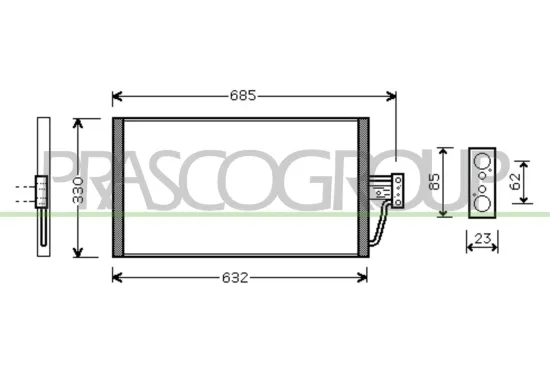 Kondensator, Klimaanlage PRASCO BM044C001 Bild Kondensator, Klimaanlage PRASCO BM044C001