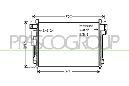 Kondensator, Klimaanlage PRASCO DS814C002 Bild Kondensator, Klimaanlage PRASCO DS814C002