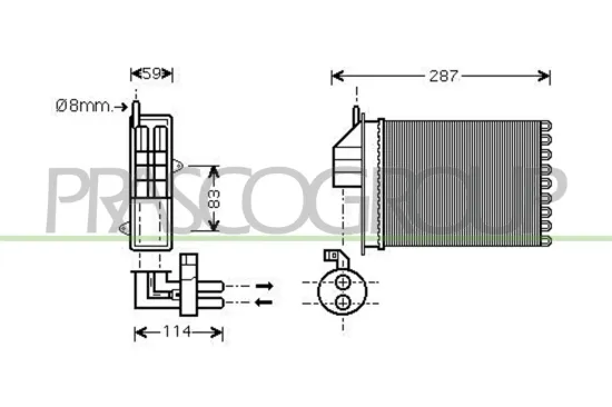 Wärmetauscher, Innenraumheizung PRASCO FT019H001 Bild Wärmetauscher, Innenraumheizung PRASCO FT019H001