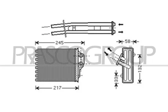 Wärmetauscher, Innenraumheizung PRASCO FT030H001 Bild Wärmetauscher, Innenraumheizung PRASCO FT030H001