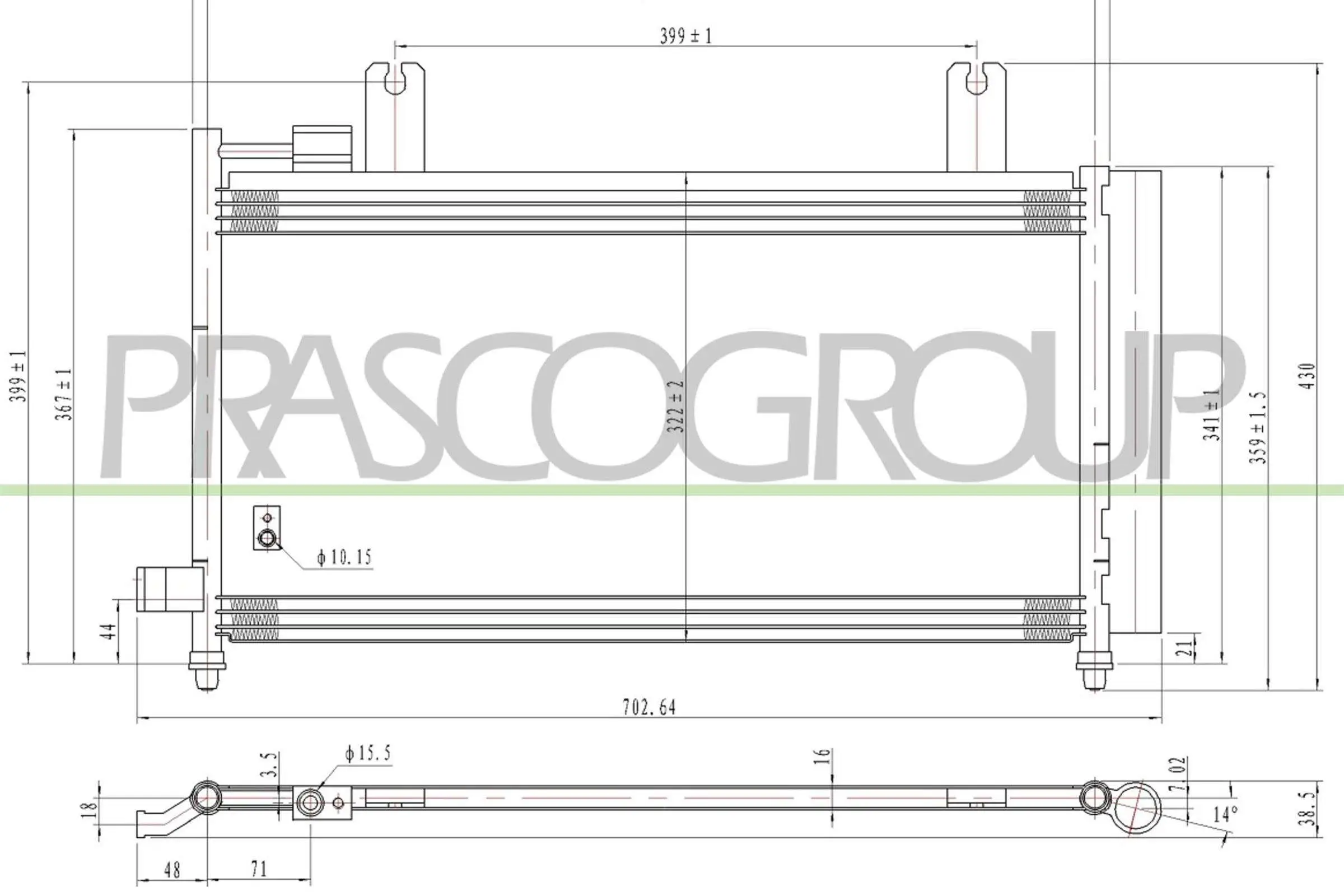 Kondensator, Klimaanlage PRASCO FT360C003