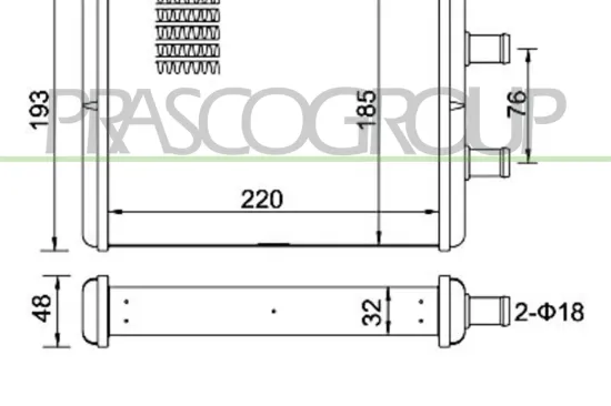 Wärmetauscher, Innenraumheizung PRASCO FT927H001 Bild Wärmetauscher, Innenraumheizung PRASCO FT927H001