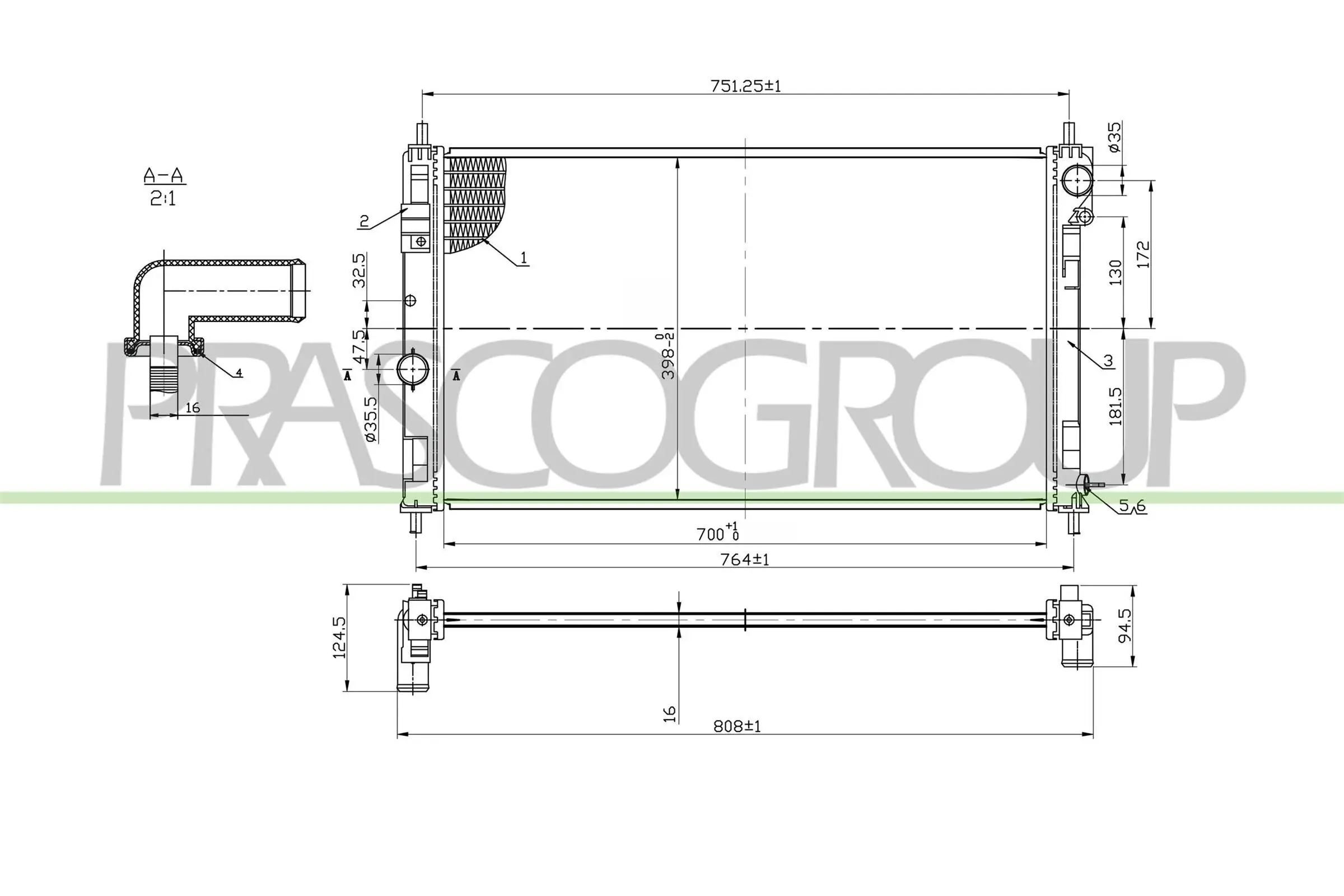 Kühler, Motorkühlung PRASCO JE030R001