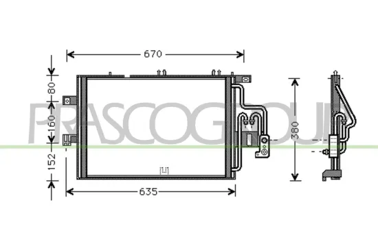 Kondensator, Klimaanlage PRASCO OP030C002 Bild Kondensator, Klimaanlage PRASCO OP030C002