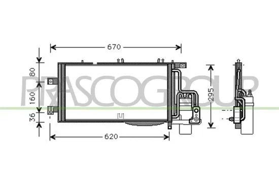 Kondensator, Klimaanlage PRASCO OP031C005 Bild Kondensator, Klimaanlage PRASCO OP031C005